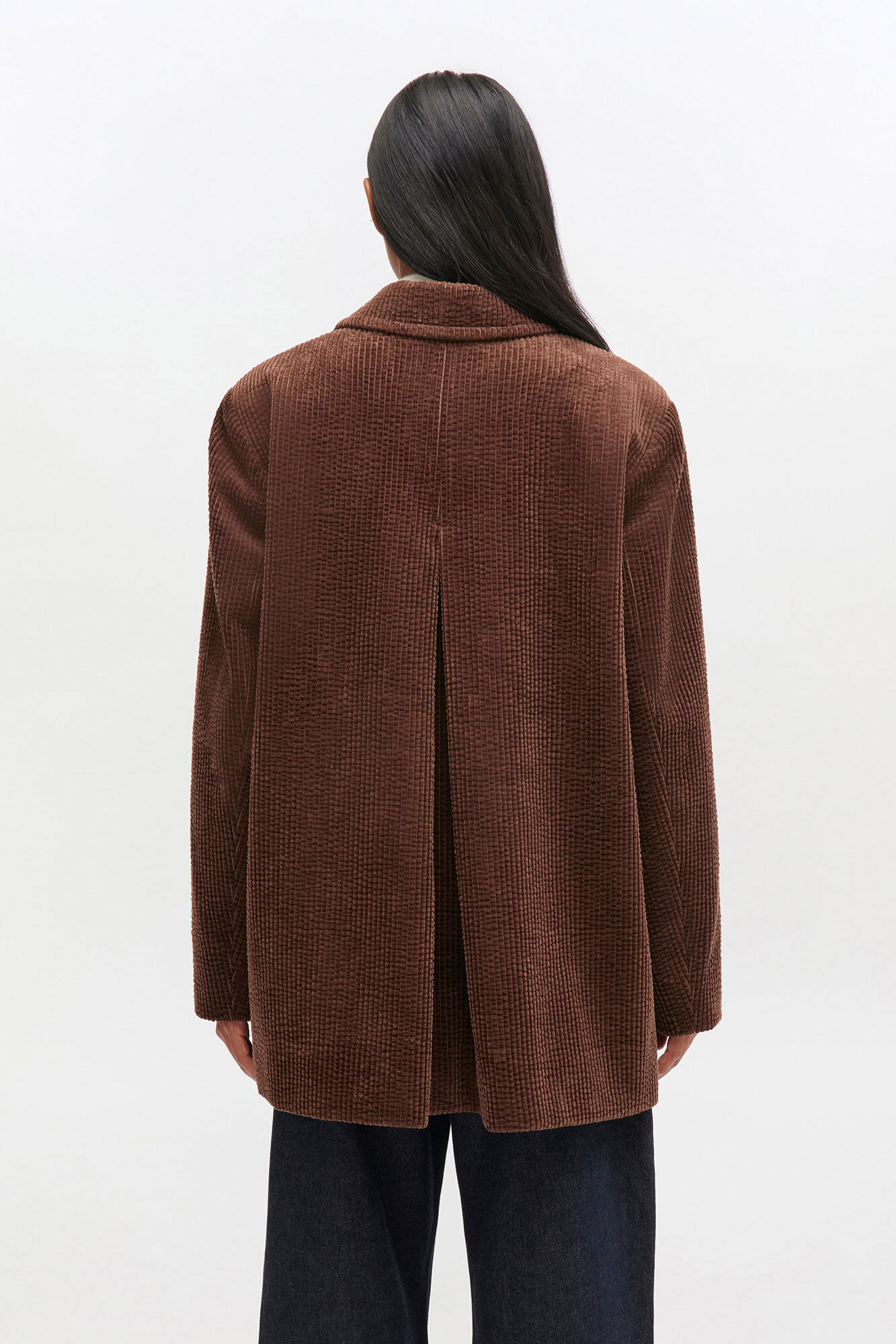 Brown Corduroy Blazer, Cotton, in colour Chicory Coffee - 3 - GANNI