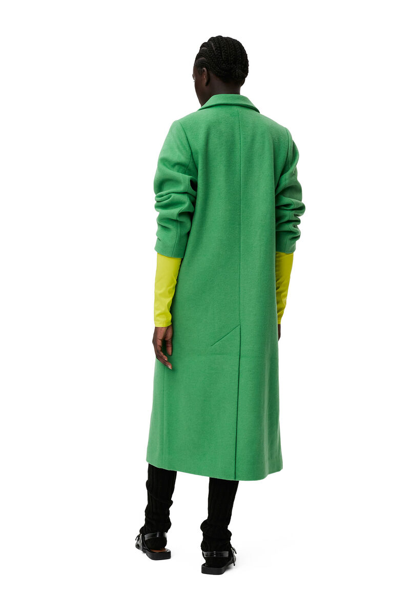 Wool Coat, Polyester, in colour Kelly Green - 5 - GANNI