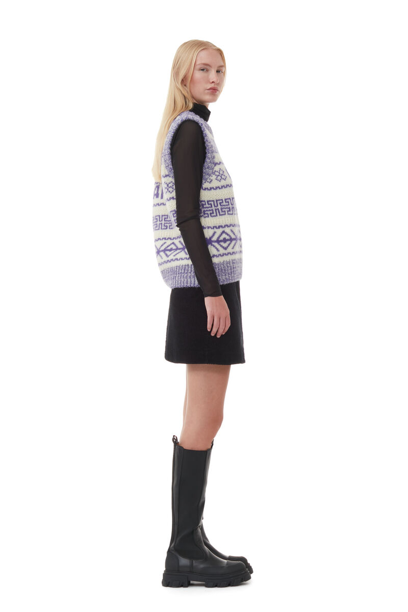 Svart minikjol i manchester, Elastane, in colour Black - 6 - GANNI