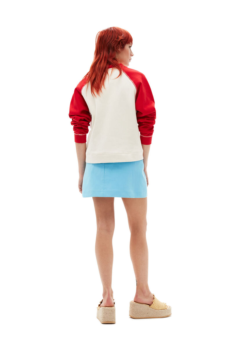 Sweat-shirt à manches raglan contrastées Isoli, Cotton, in colour Egret - 2 - GANNI