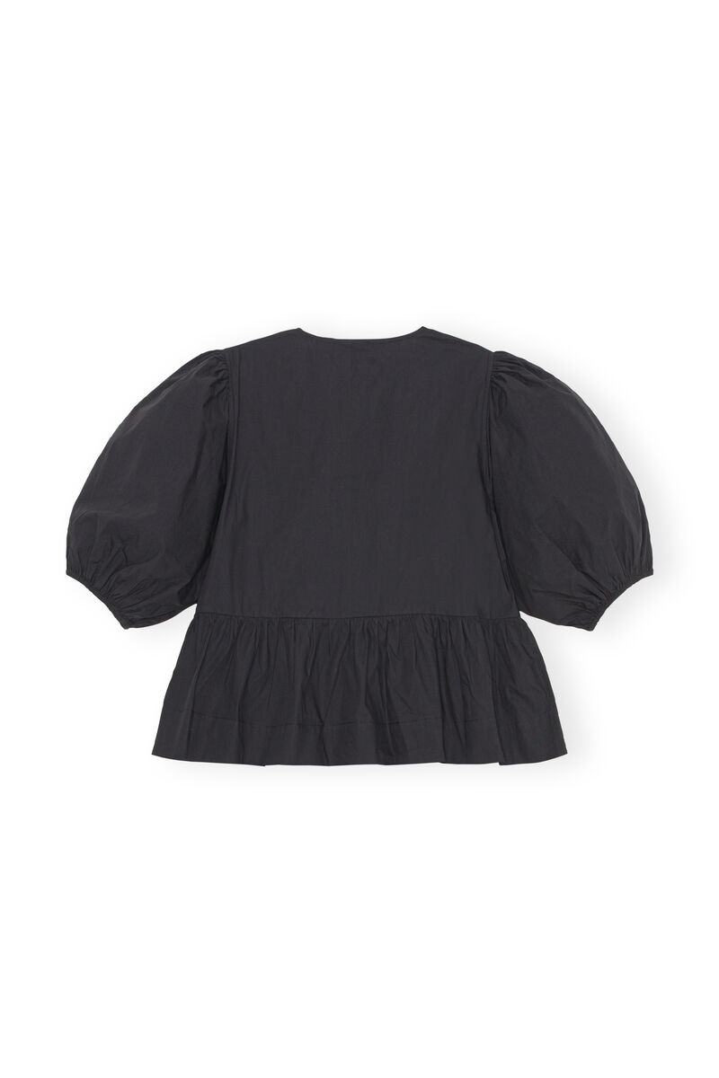 Cotton Poplin Bluse, Cotton, in colour Black - 2 - GANNI
