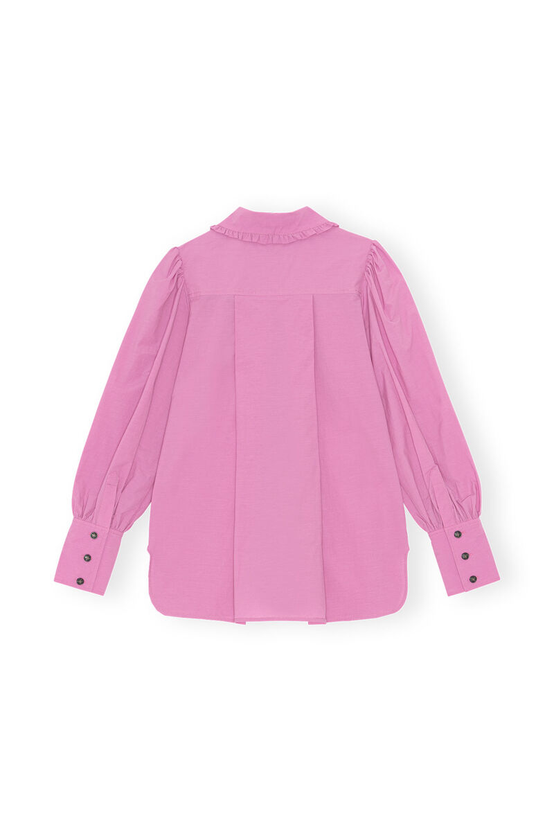 Cotton Puff Sleeve Shirt, Cotton, in colour Cyclamen - 2 - GANNI