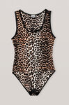 Rayon Underwear Sleeveless Body, Rayon, in colour Leopard - 1 - GANNI