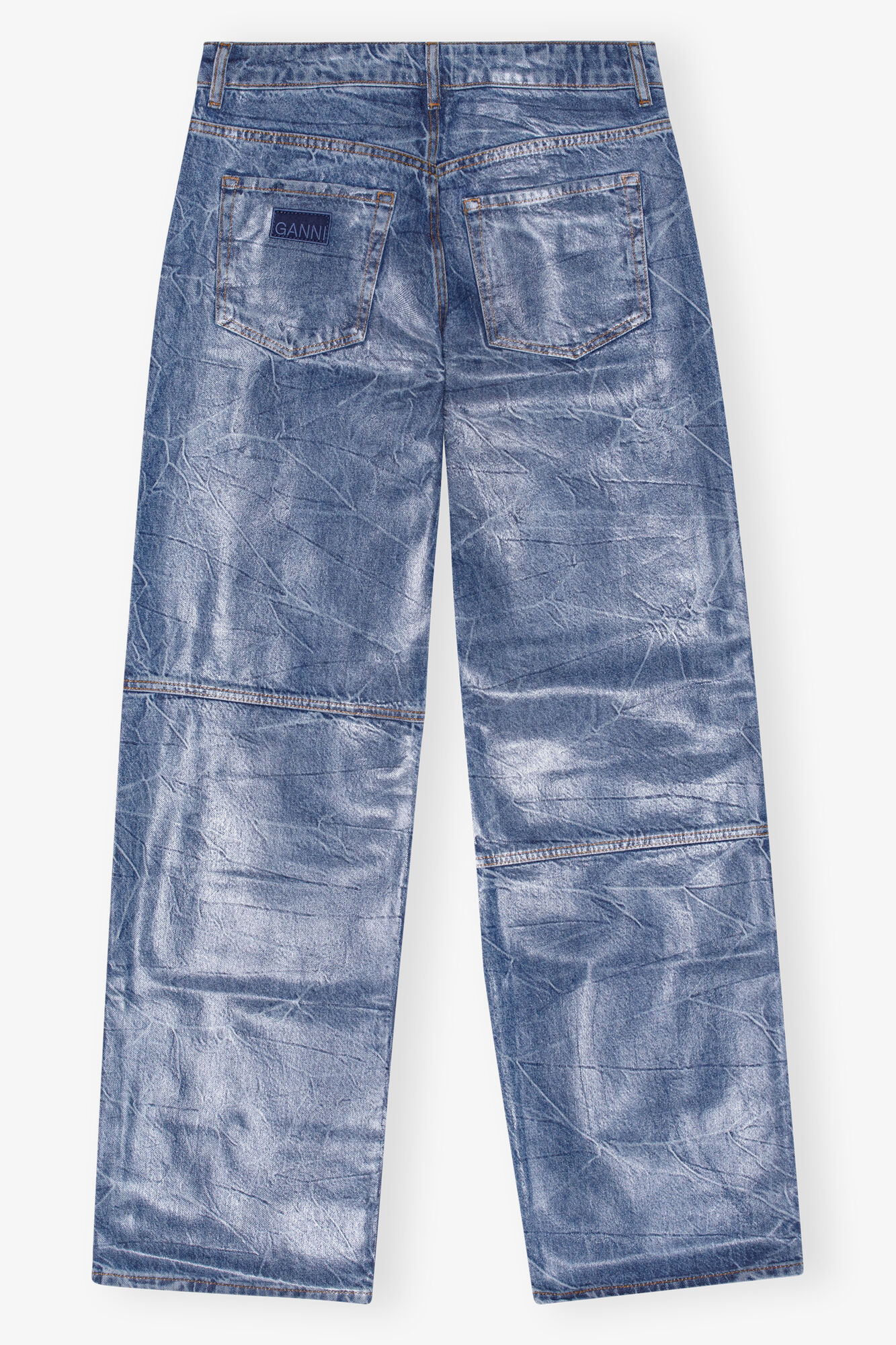 Blaue Izey-Folienjeans, Cotton, in colour Mid Blue Stone - 2 - GANNI