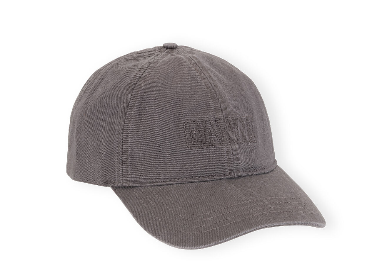Dark Grey Embroidered Logo Cap, Cotton, in colour Frost Gray - 1 - GANNI