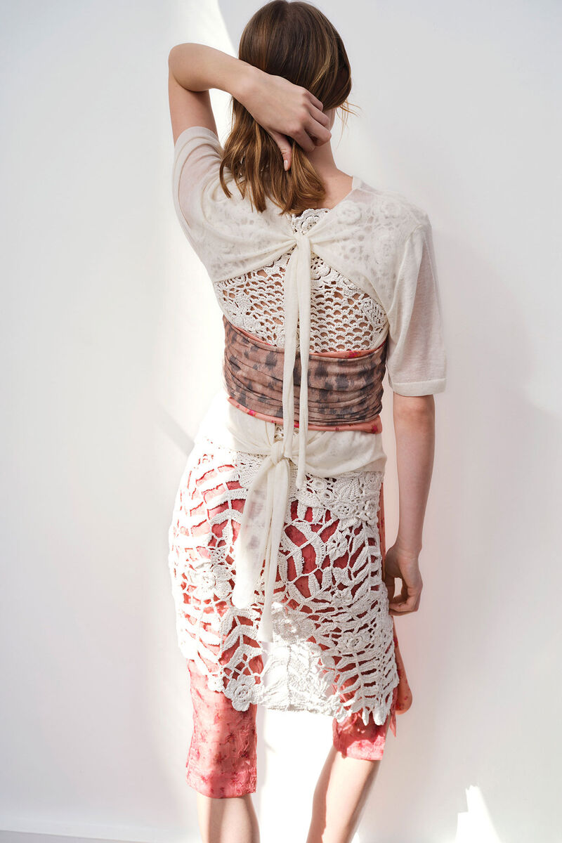 Skirt in Cotton Crochet, Organic Cotton, in colour Egret - 5 - GANNI