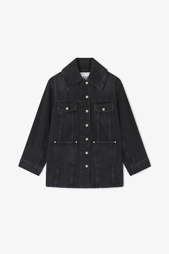 Black Washed Denim Jacket, Black Washed