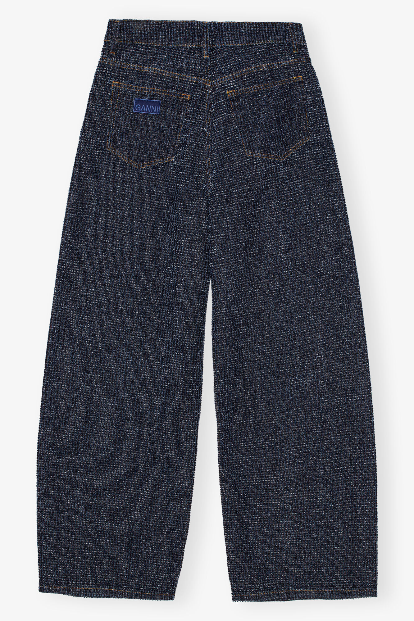 Dark Blue Textured Jeans, Cotton, in colour Rinse - 2 - GANNI
