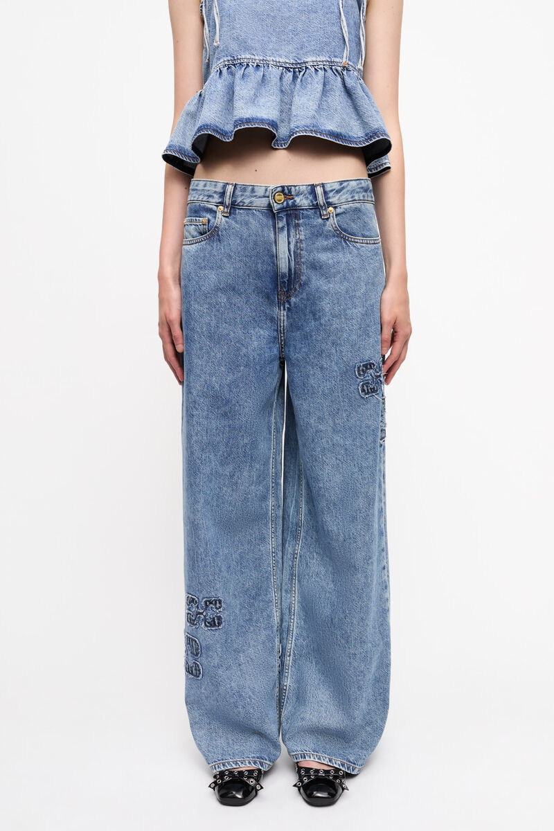 Blue Jeans, Lyocell, in colour Mid Blue Stone - 2 - GANNI