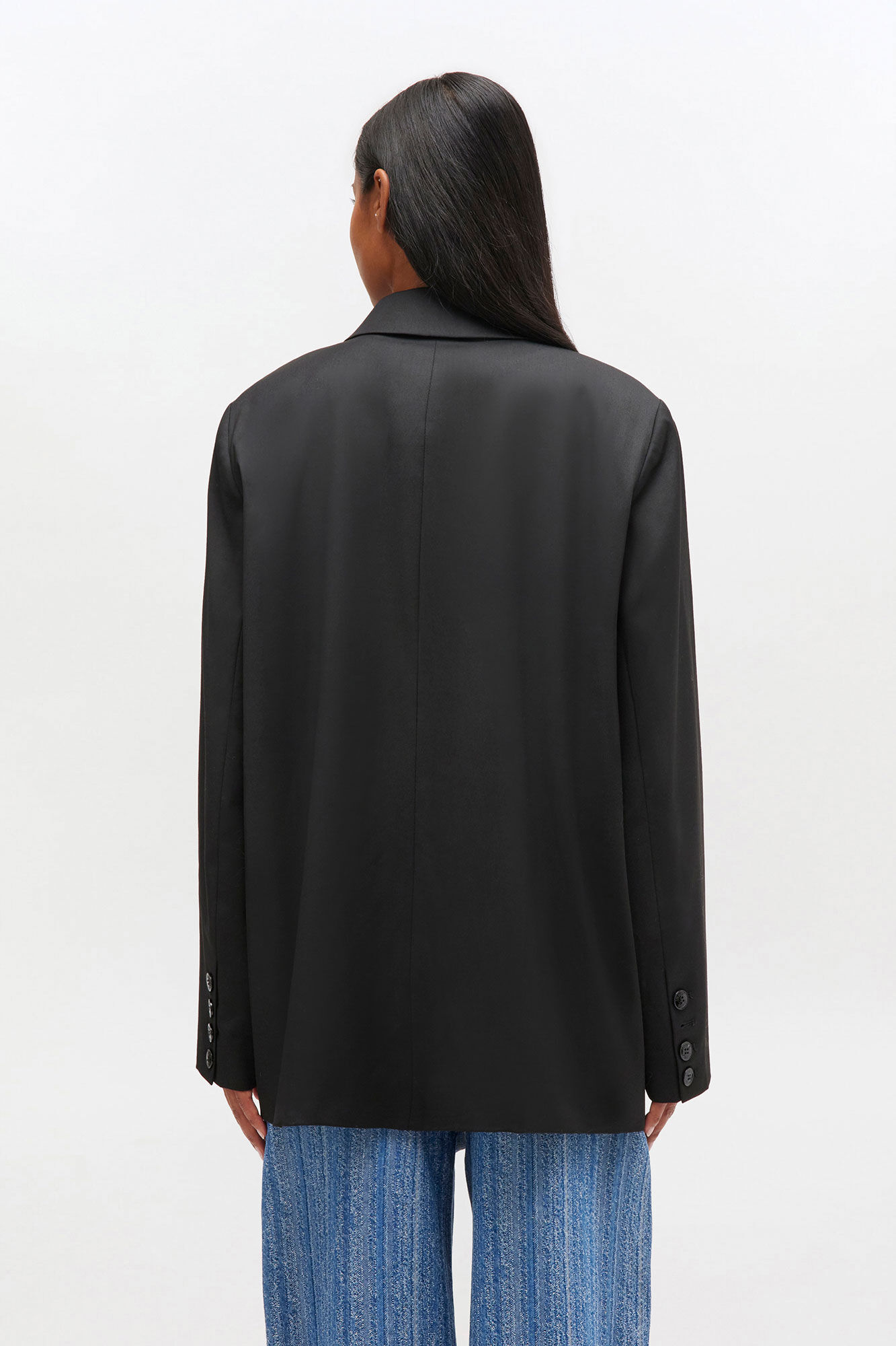 Double-breasted Wool Blazer, Elastane, in colour Black - 3 - GANNI