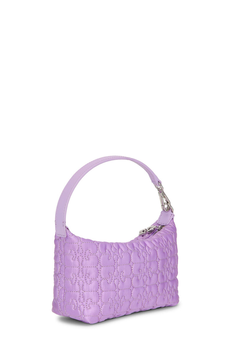 Light Lilac Small Butterfly Pouch Satin väska, Recycled Polyester, in colour Light Lilac - 2 - GANNI