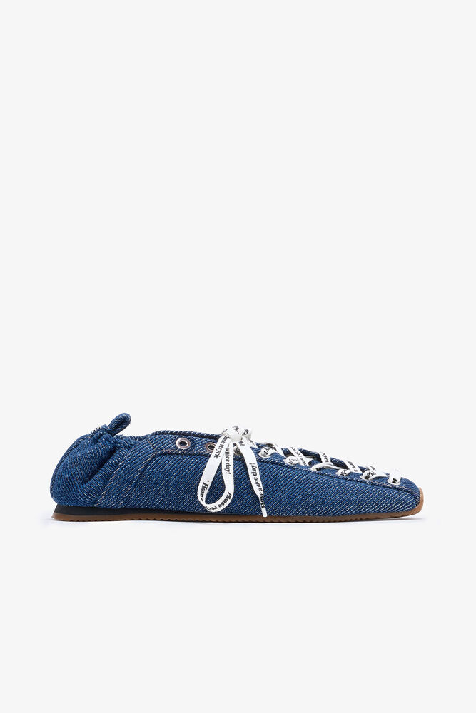 Lace Up Sporty Ballerina in Denim, Rinse