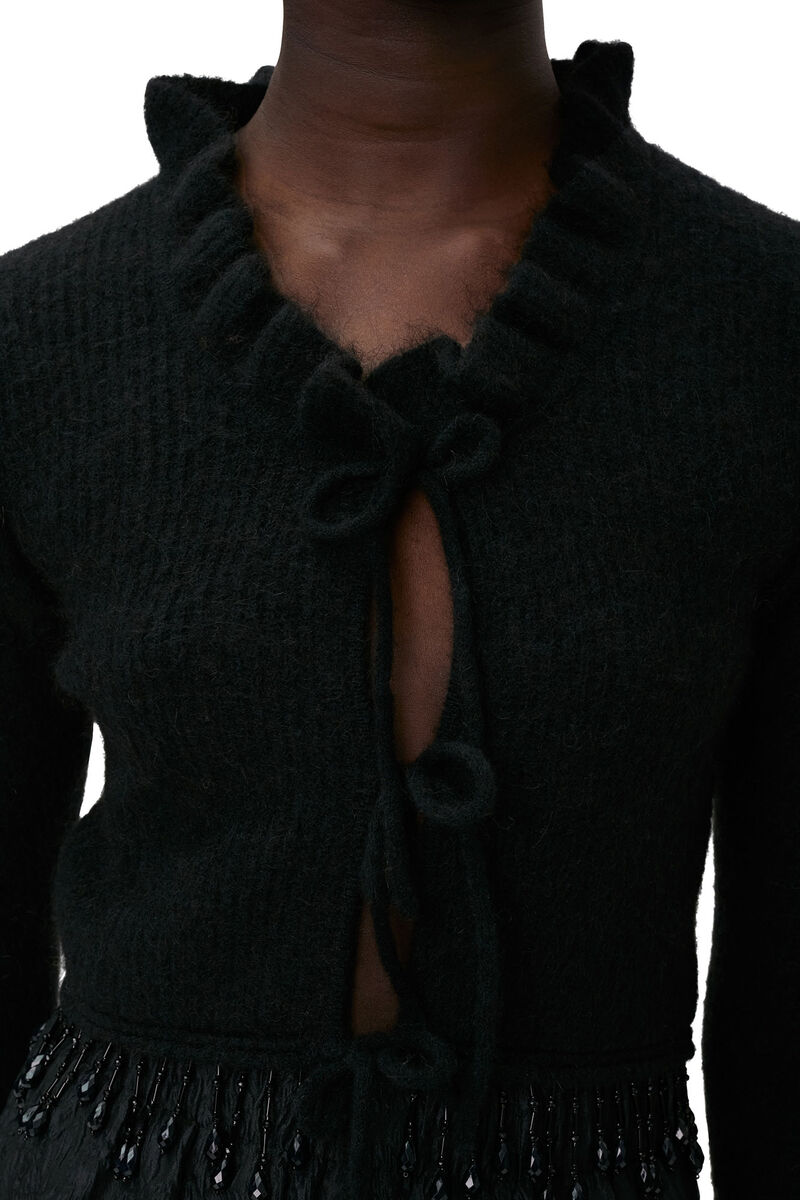 Soft Wool Bolero , Alpaca, in colour Black - 3 - GANNI