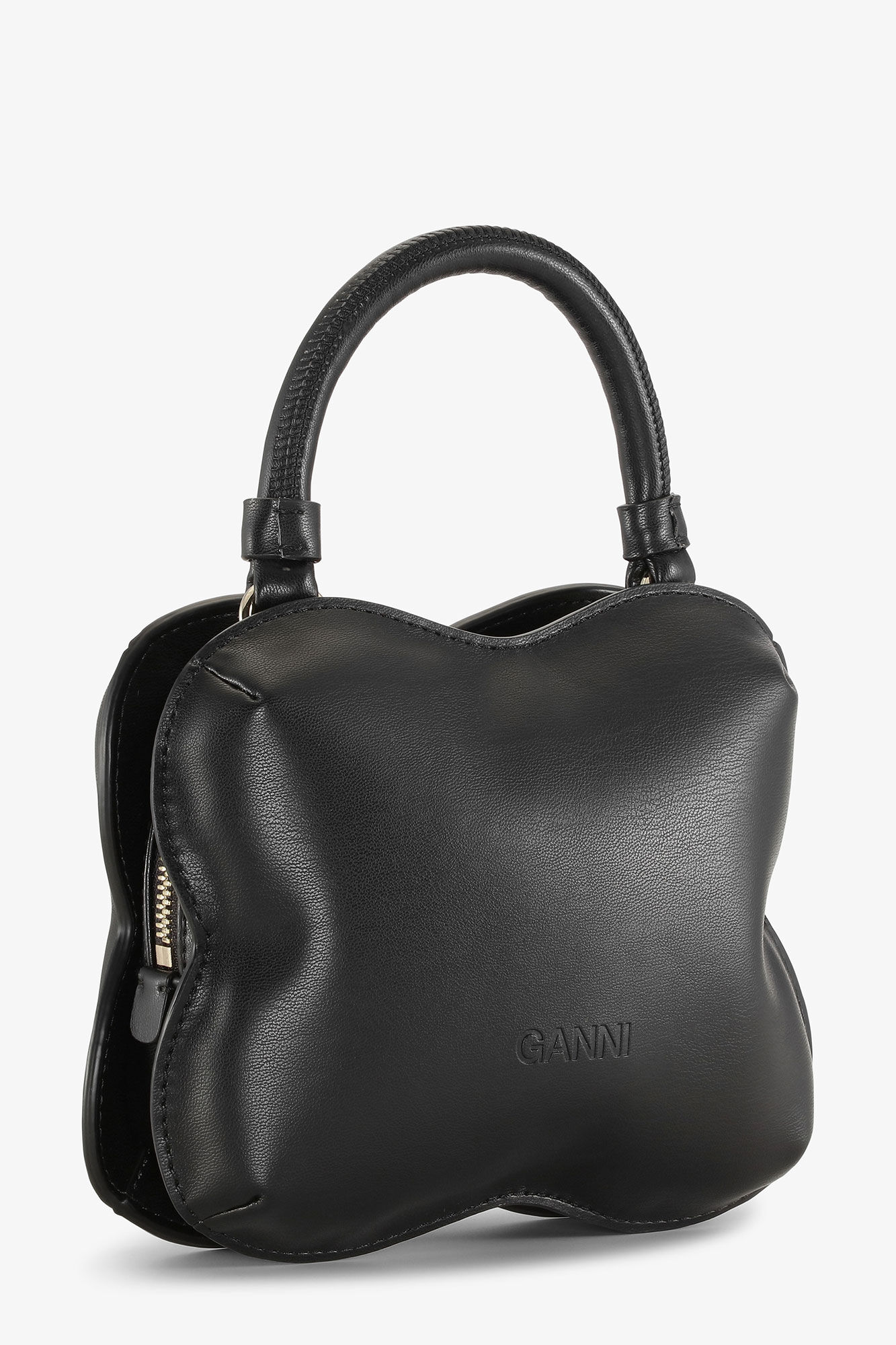 Black Small Butterfly Top Handle Bag, Polyester, in colour Black - 2 - GANNI