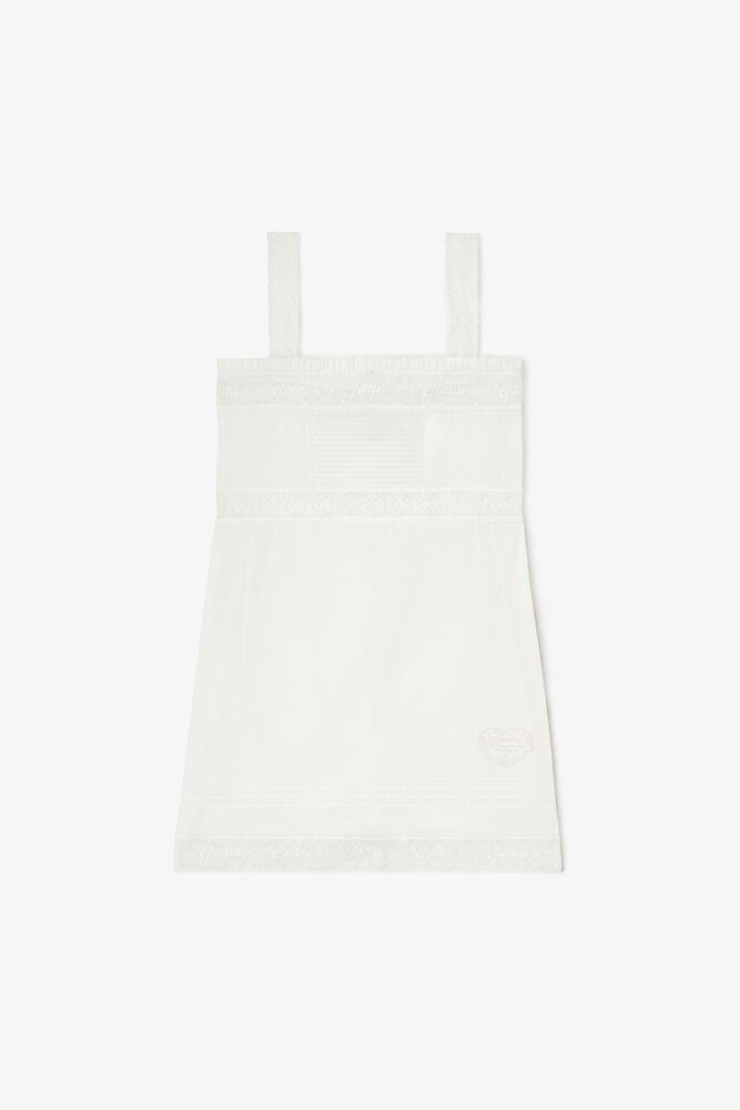 Mini Dress in White Cotton, Bright White