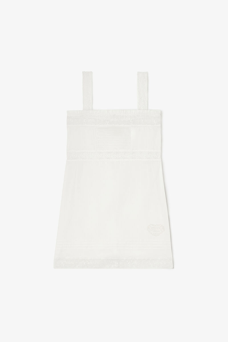 Mini Dress in White Cotton, Organic Cotton, in colour Bright White - 1 - GANNI