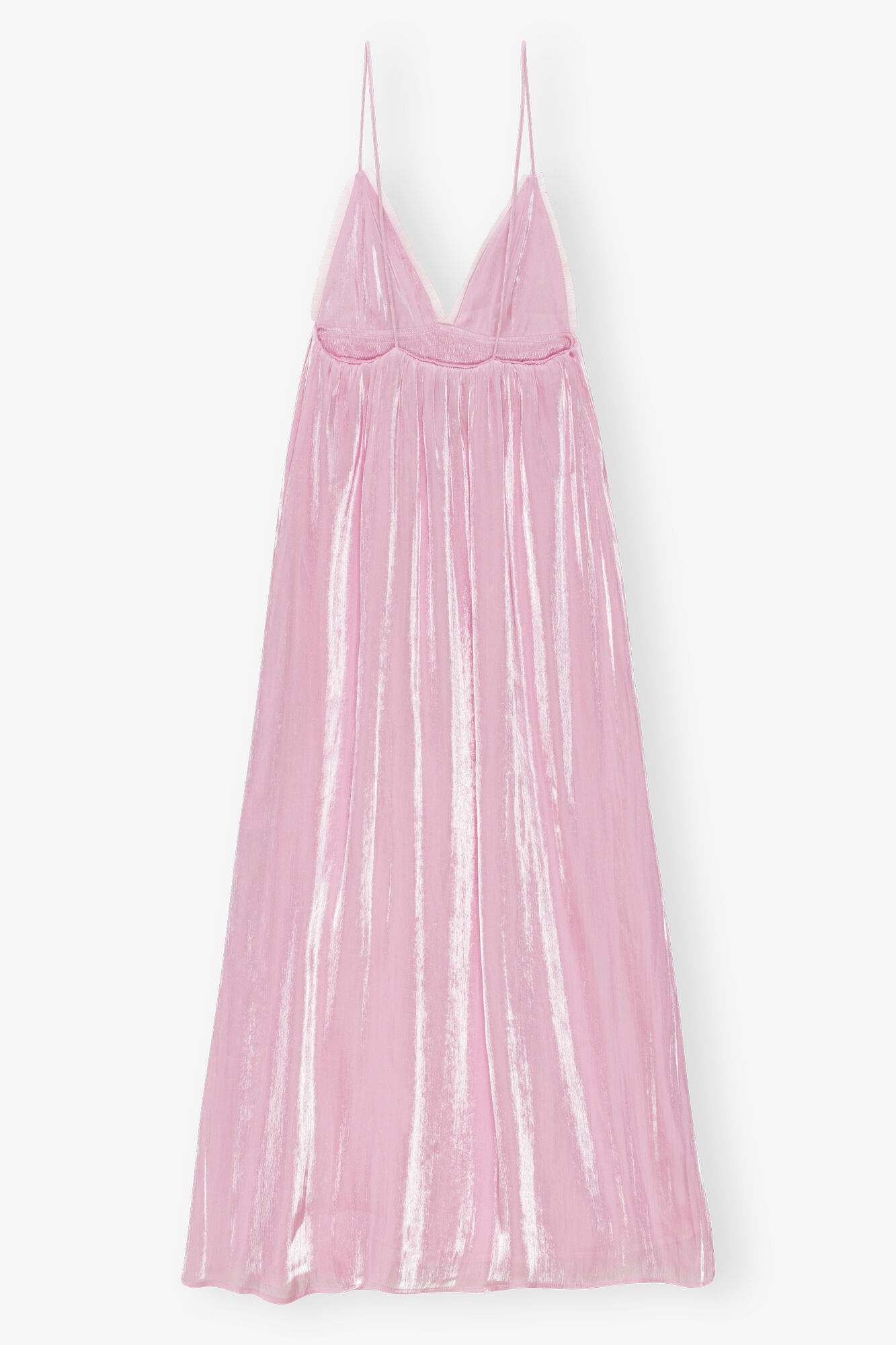 Pink Satin Strap Dress, Recycled Polyester, in colour Chalk Pink - 2 - GANNI