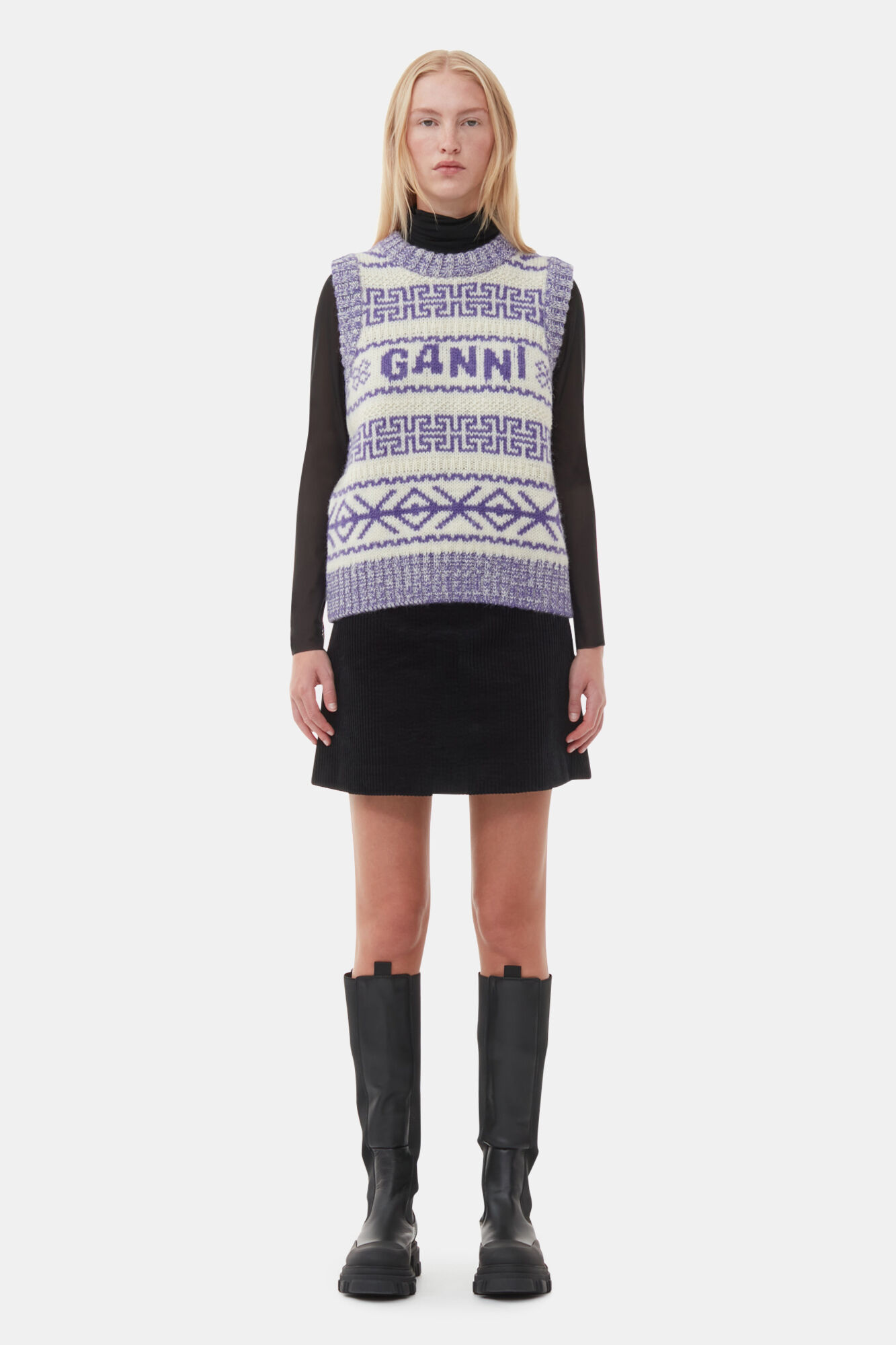 Knee-High Chelsea Boots, Calf Leather, in colour Black - 2 - GANNI
