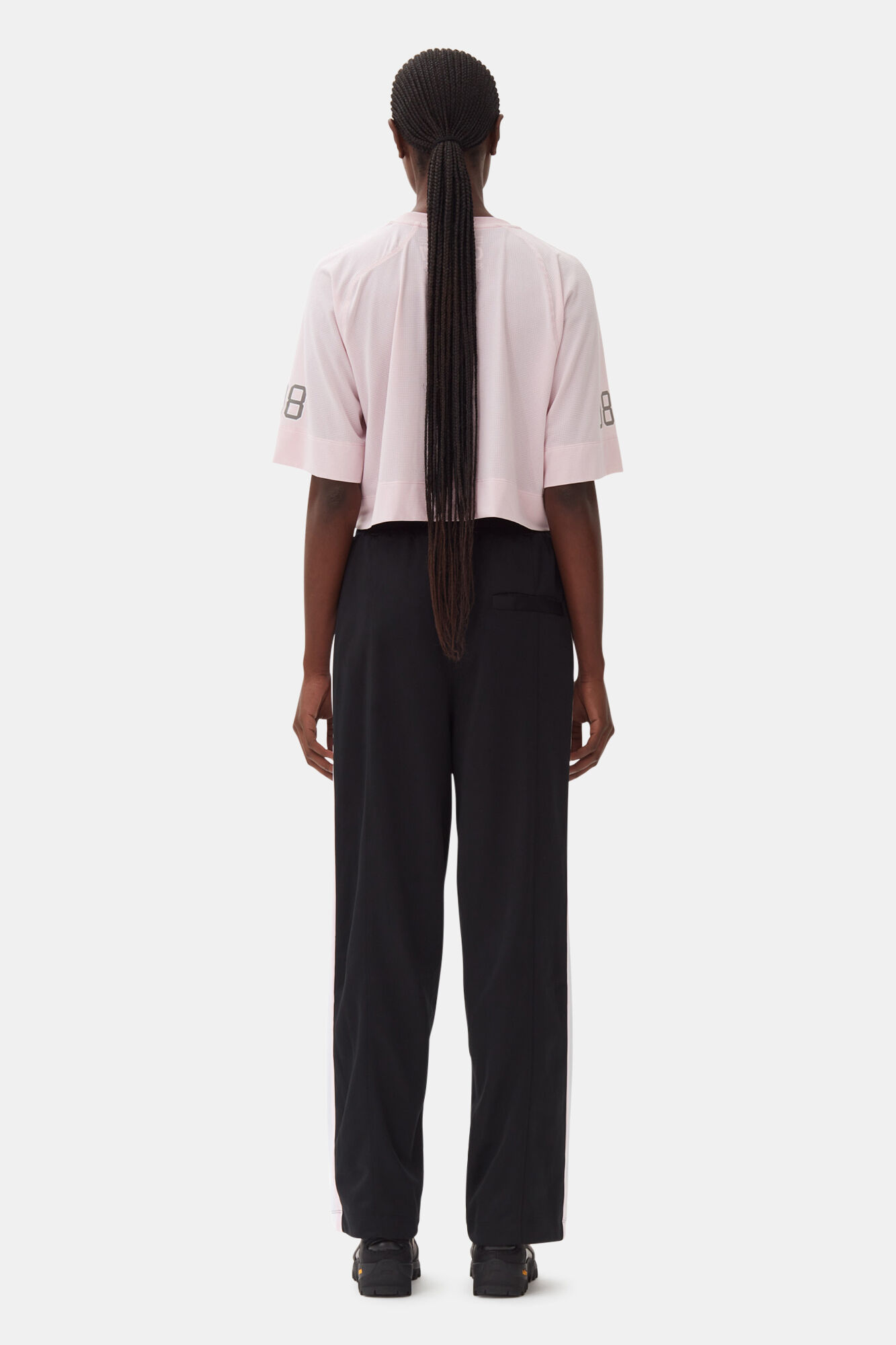 Active Mesh Cropped T-shirt, Recycled Polyester, in colour Lilac Snow - 4 - GANNI