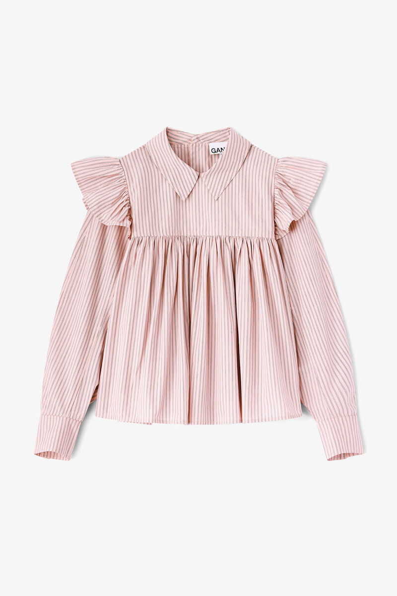 Pink Frill Blouse, in colour Chalk Pink - 1 - GANNI