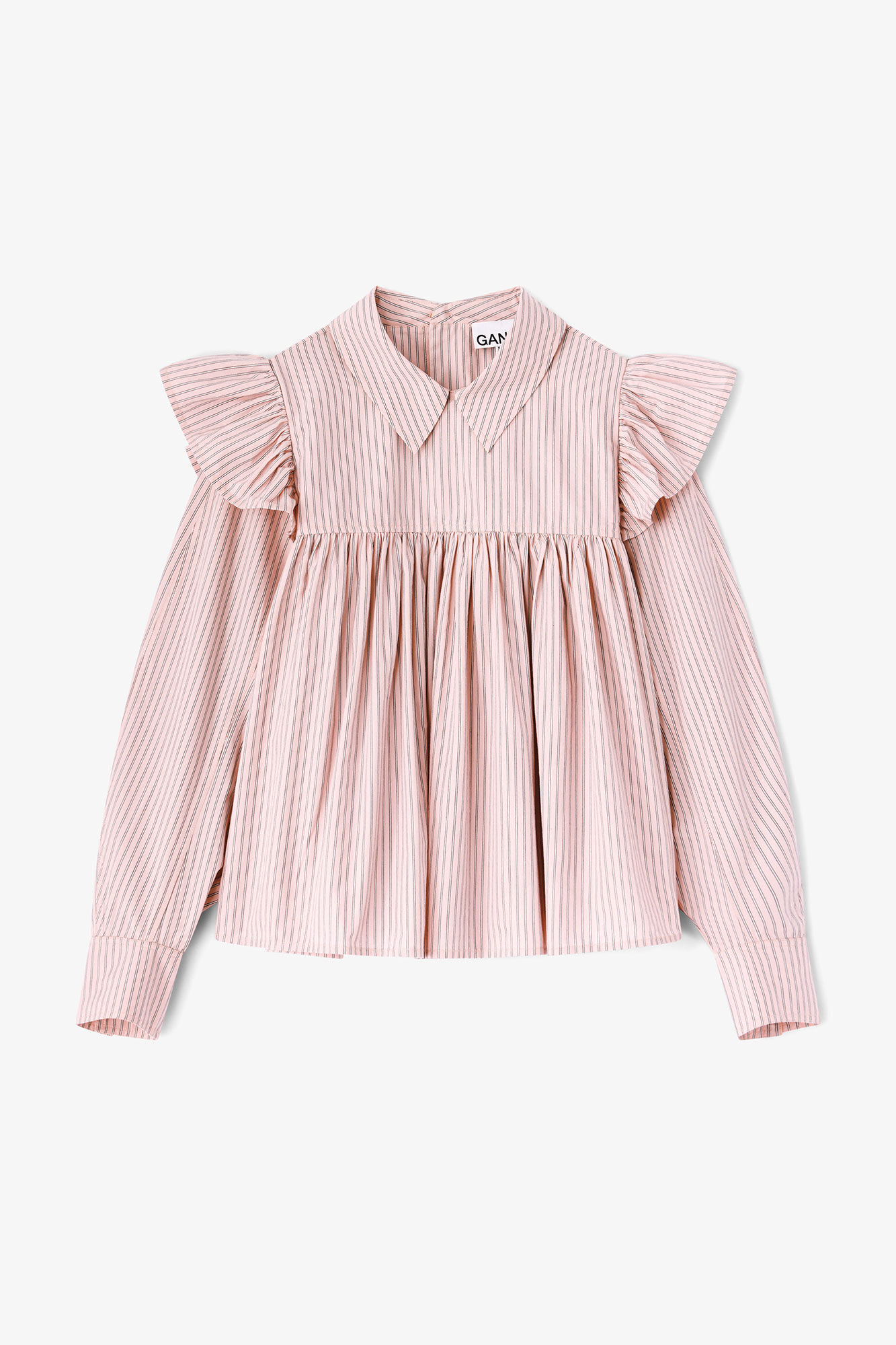 Pink Frill Blouse, in colour Chalk Pink - 1 - GANNI