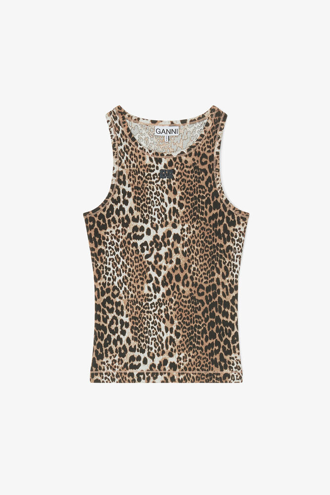 Leopard Rib Tank Top, Leopard