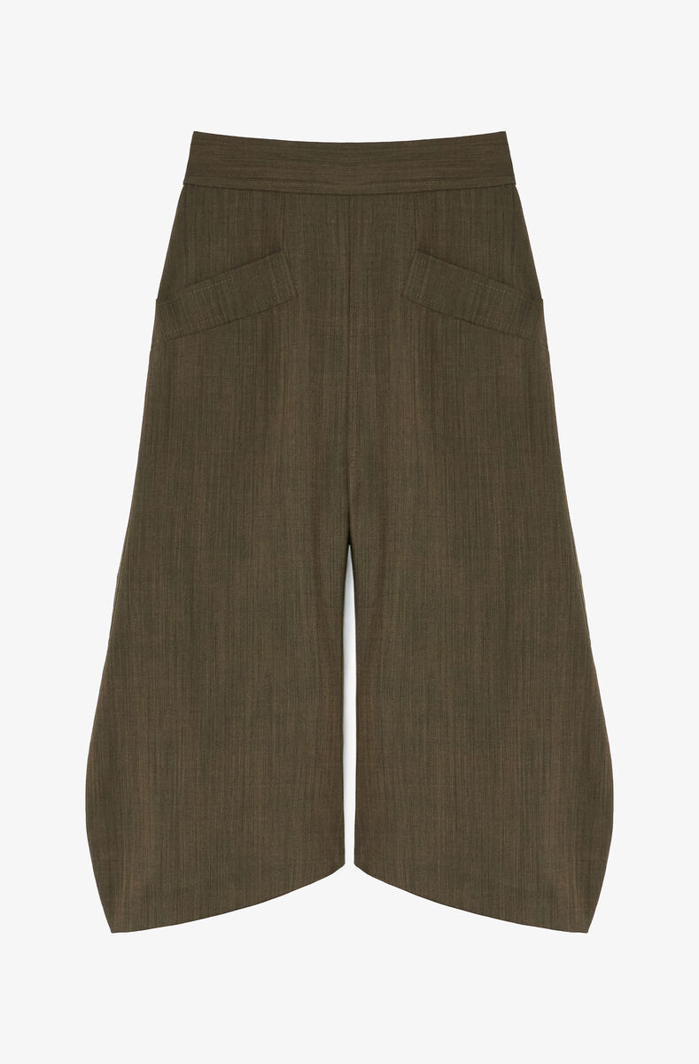 Capribukser i brun uldmelange, Recycled Wool, in colour Canteen - 1 - GANNI