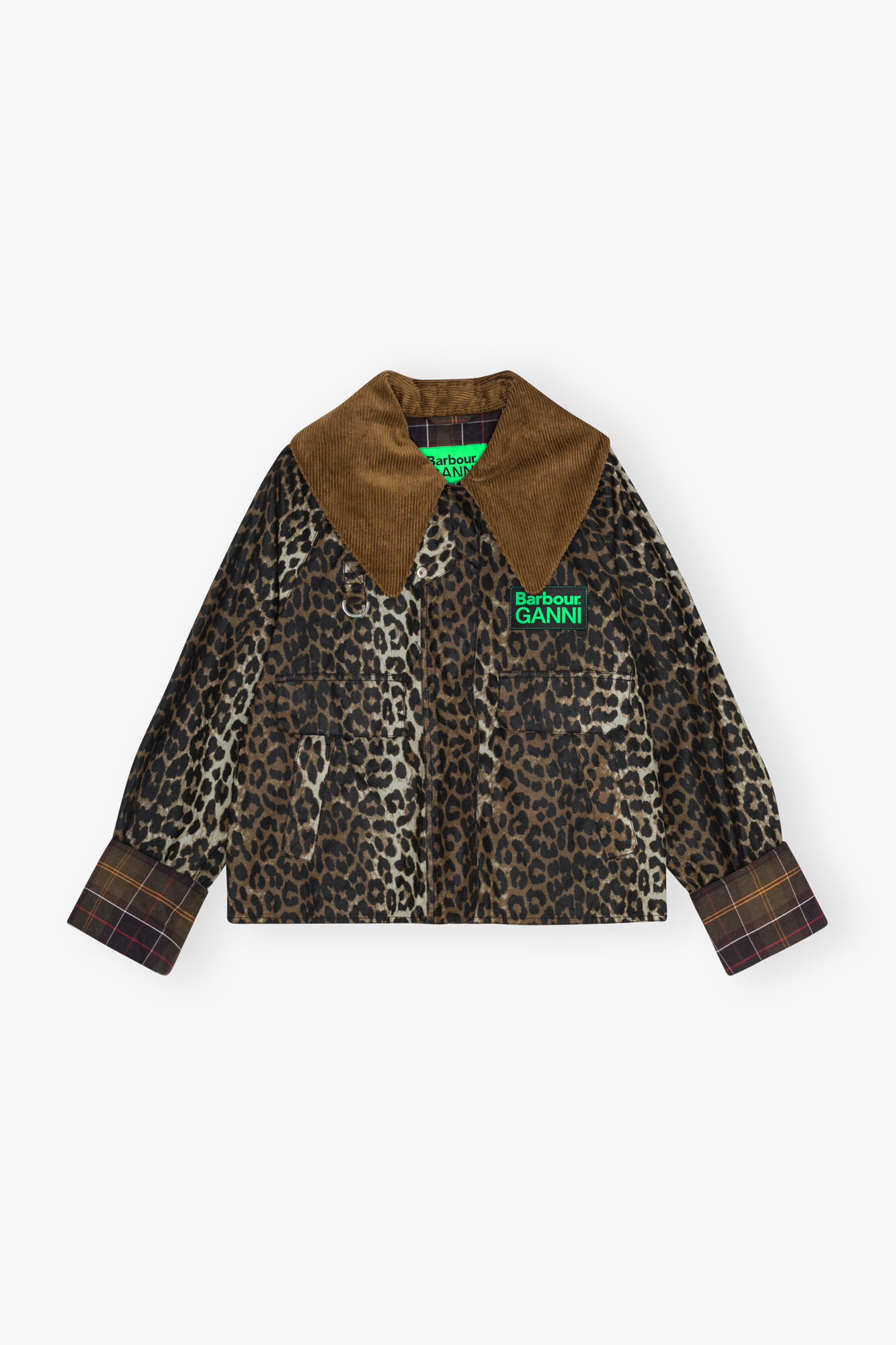 Waxed Cotton Leopard Print Anorak Leopard GANNI X Barbour Leopard