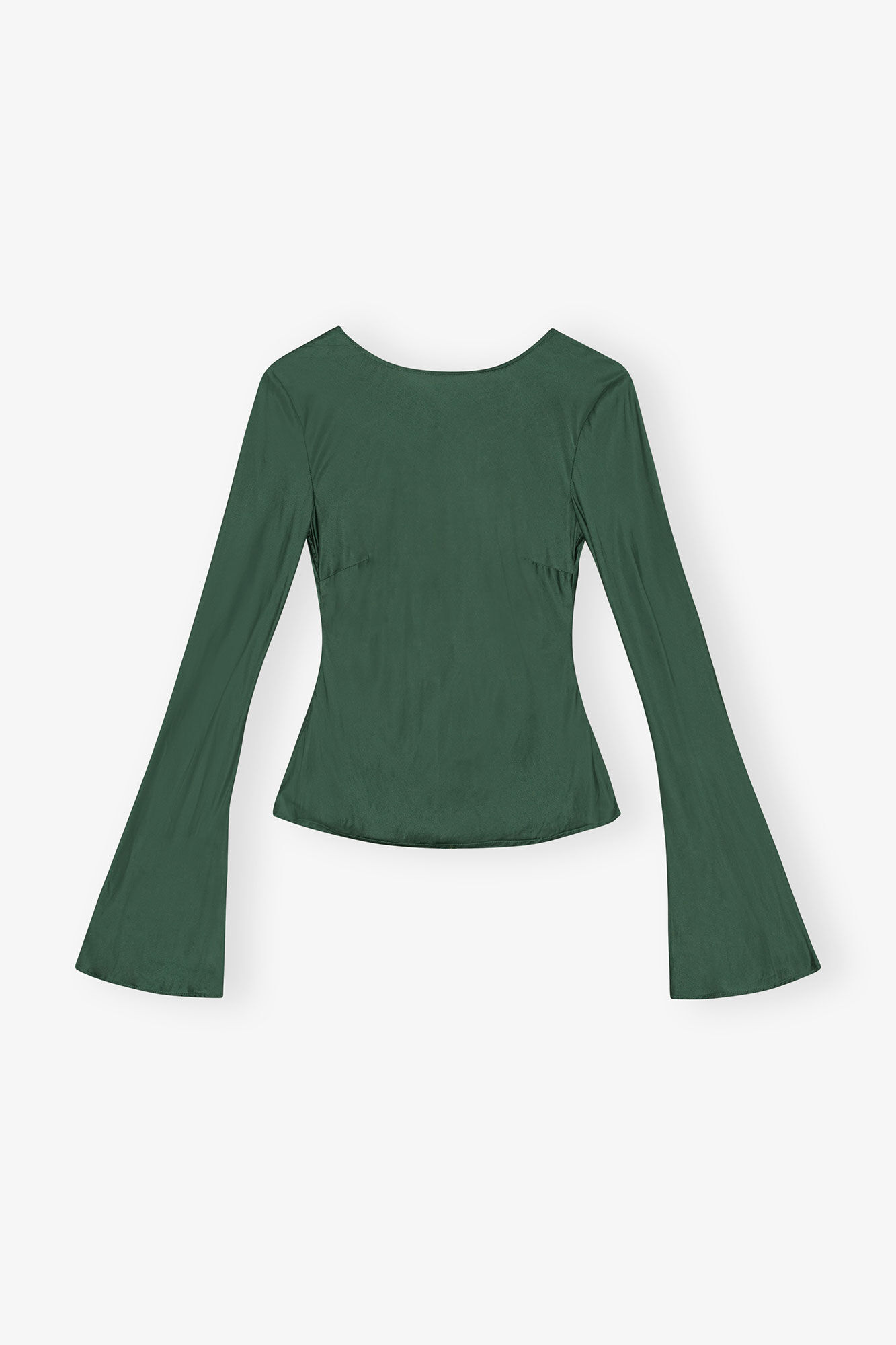 Green Satin Blouse, Elastane, in colour Pineneedle - 1 - GANNI