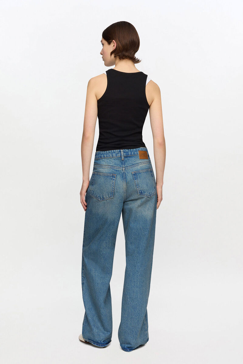 D&eacute;bardeur c&ocirc;tel&eacute; en coton doux noir, Organic Cotton, in colour Black - 2 - GANNI