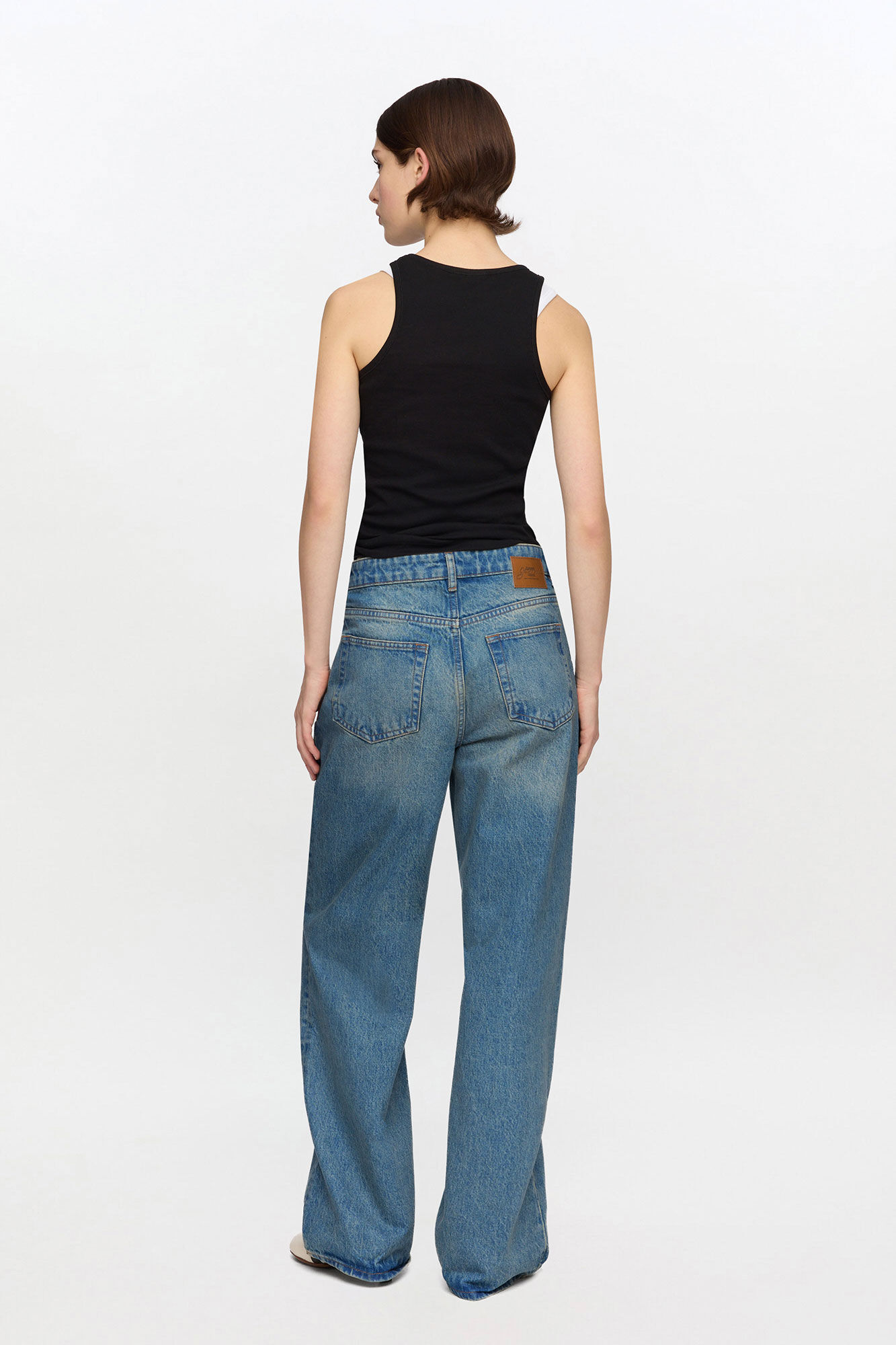 D&eacute;bardeur c&ocirc;tel&eacute; en coton doux noir, Organic Cotton, in colour Black - 2 - GANNI