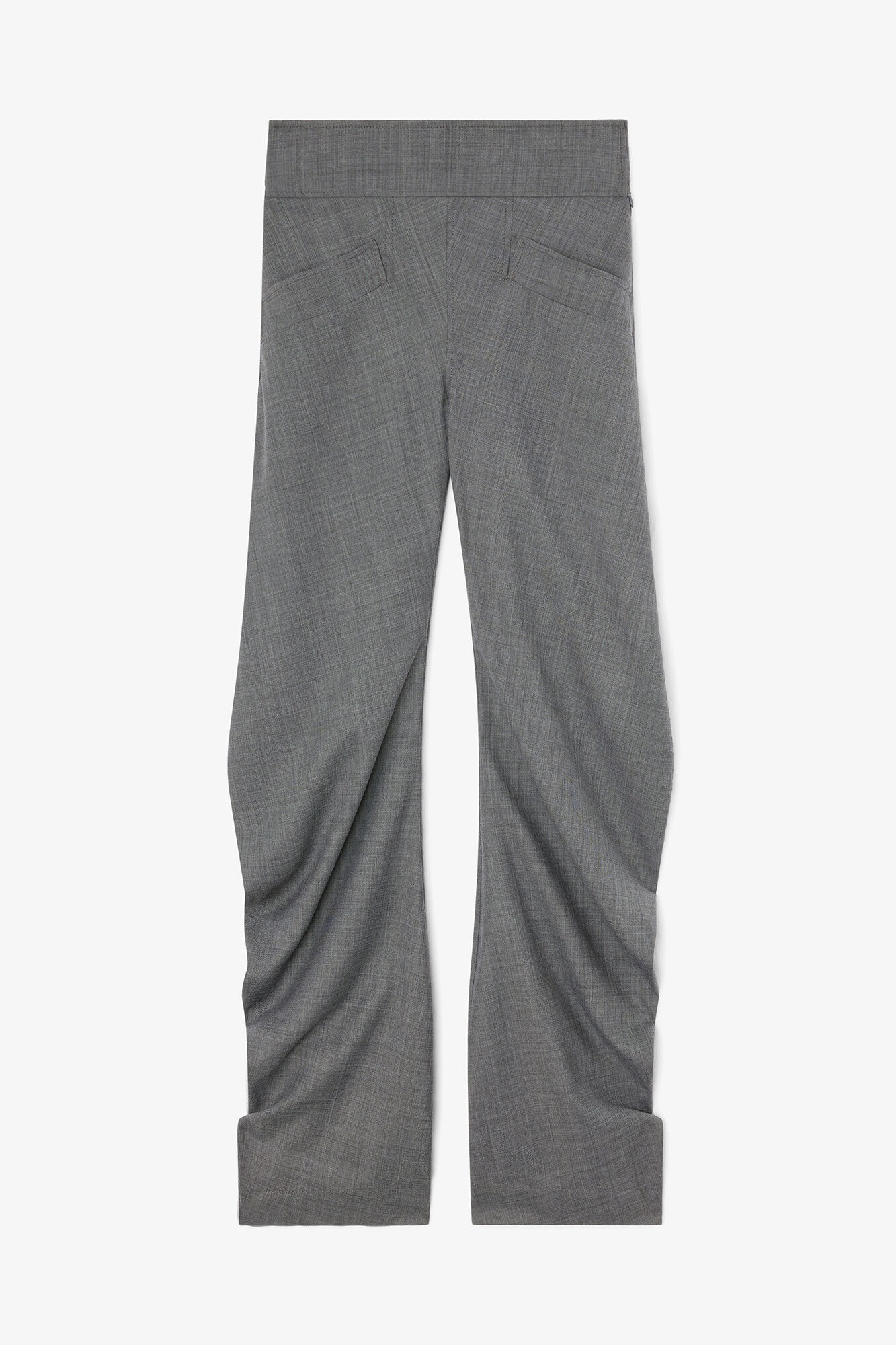 Trousers in Grey Wool Melange, Wool, in colour Phantom - 1 - GANNI