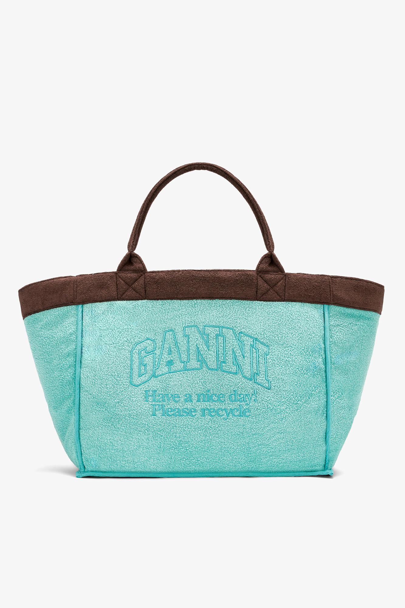 Tote XXL in Brown, Recycled Cotton, in colour Chicory Coffee - 4 - GANNI