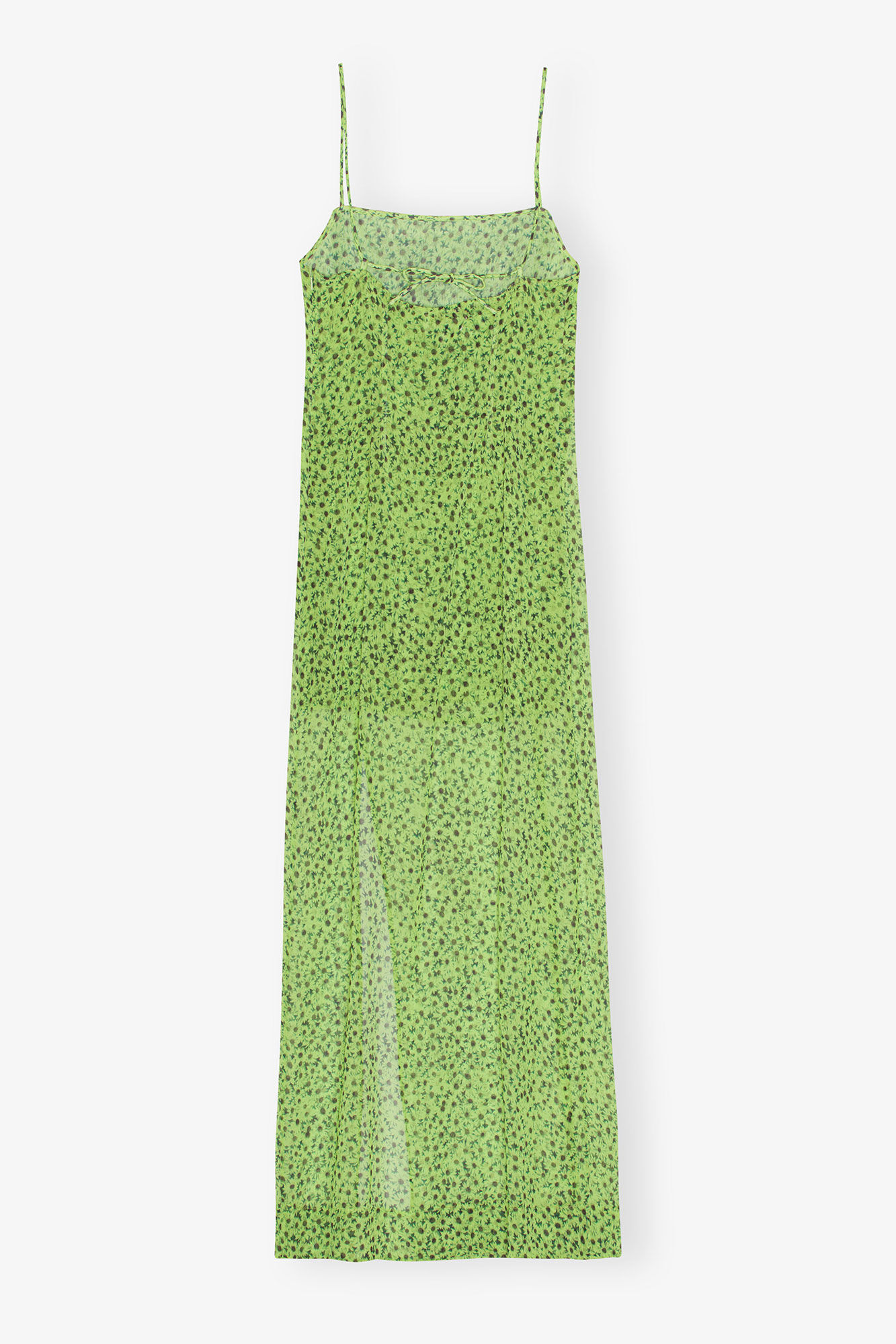 Chiffon Midi Slip Dress, Recycled Polyester, in colour Tender Shoots - 2 - GANNI
