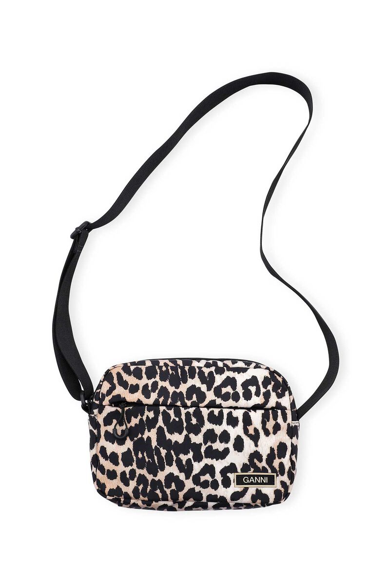 Recycled Tech Festival Bag, Polyester, in colour Leopard - 1 - GANNI