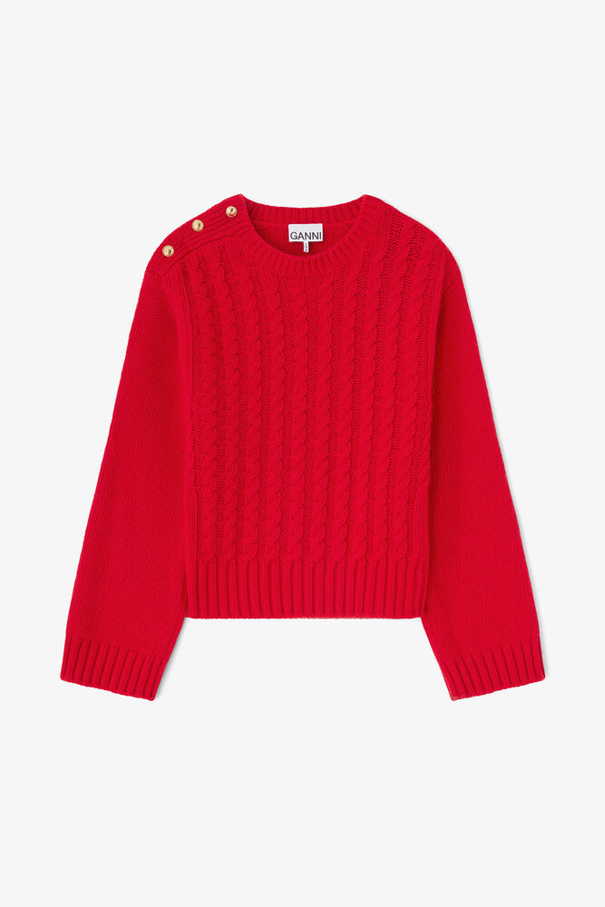 Red Cable Wool Mix Jumper, Mars Red