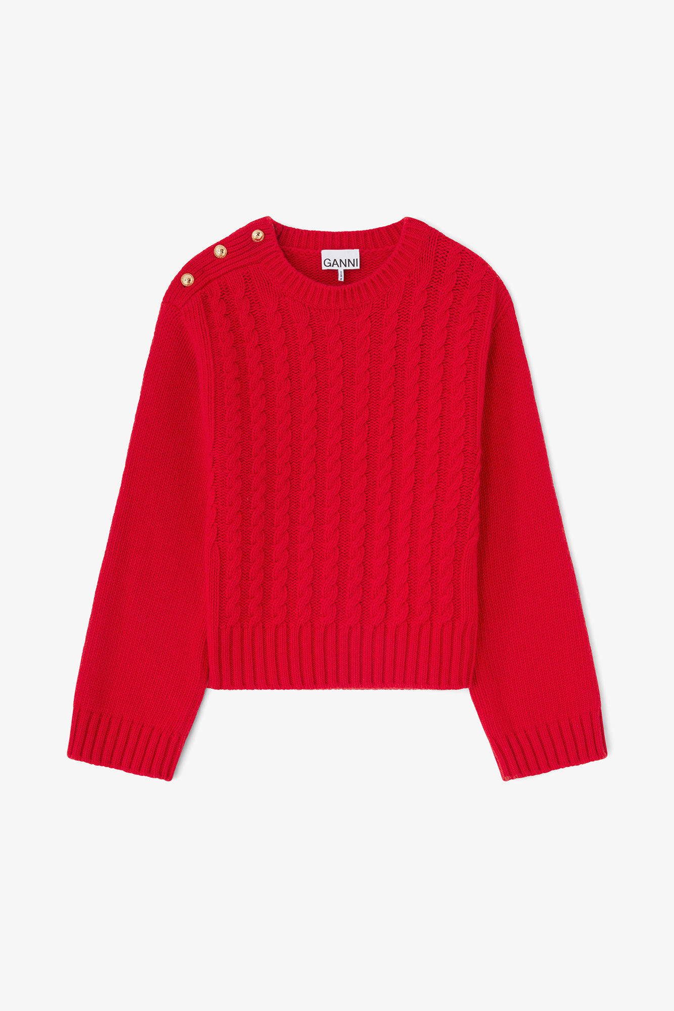Red Cable Wool Mix Jumper, in colour Mars Red - 1 - GANNI