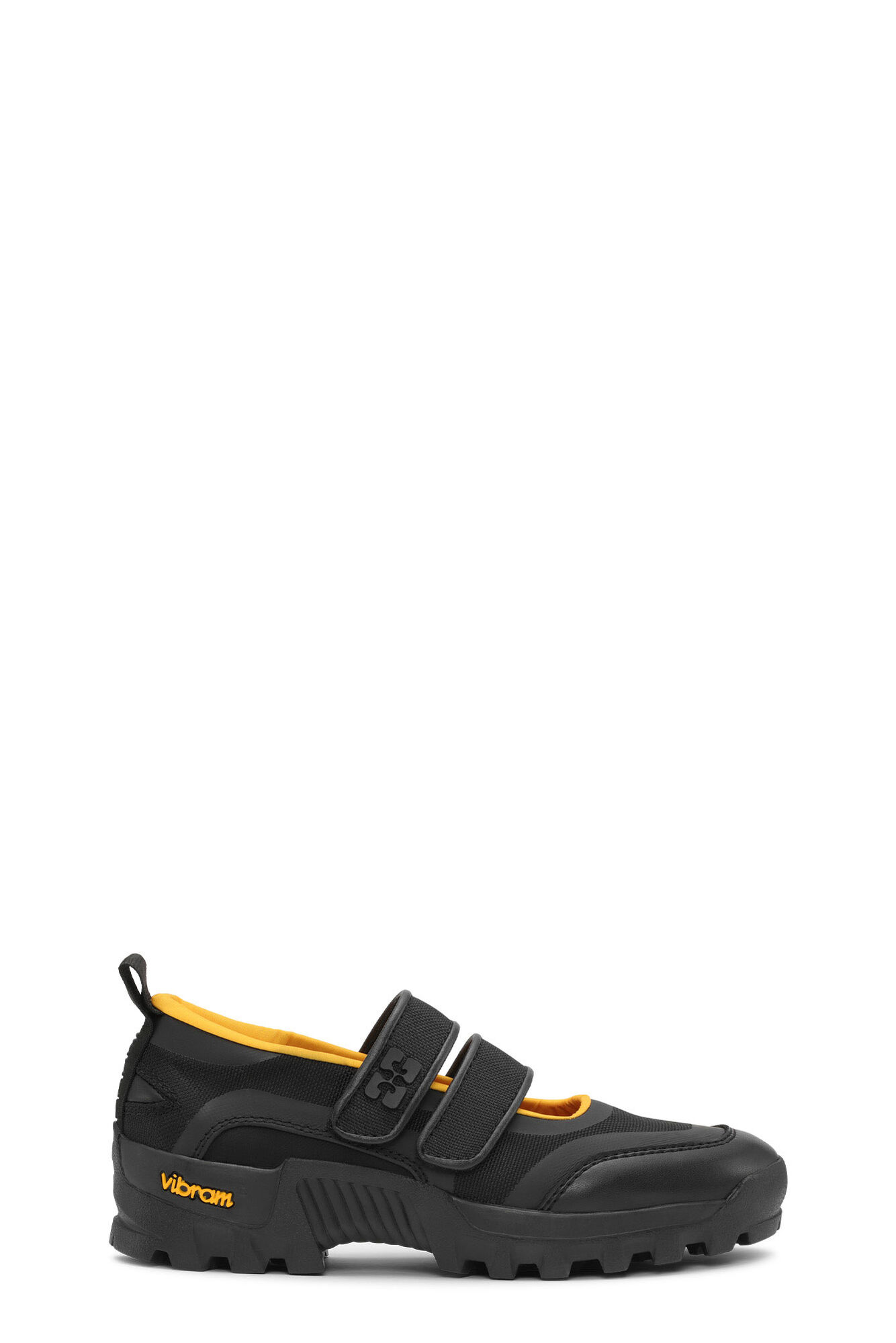 Yellow Performance Velcro Mary Jane Ballerinas, Polyurethane, in colour Black - 1 - GANNI