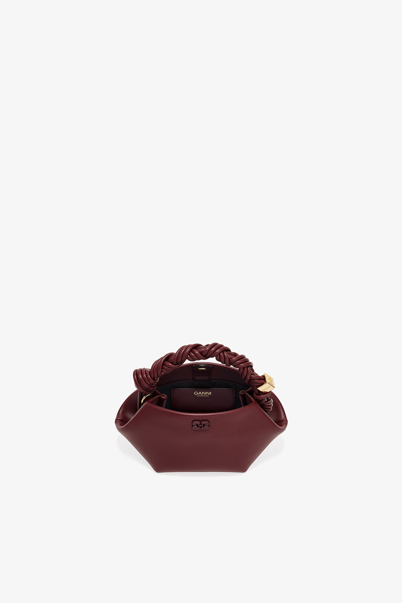 Burgundy Mini Bou Bag, Recycled Leather, in colour Burgundy - 3 - GANNI