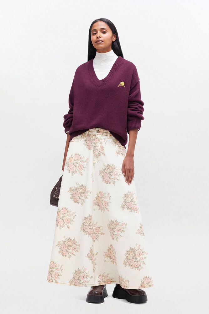 Burgundy Wool Mix V-neck Jumper, Burgundy