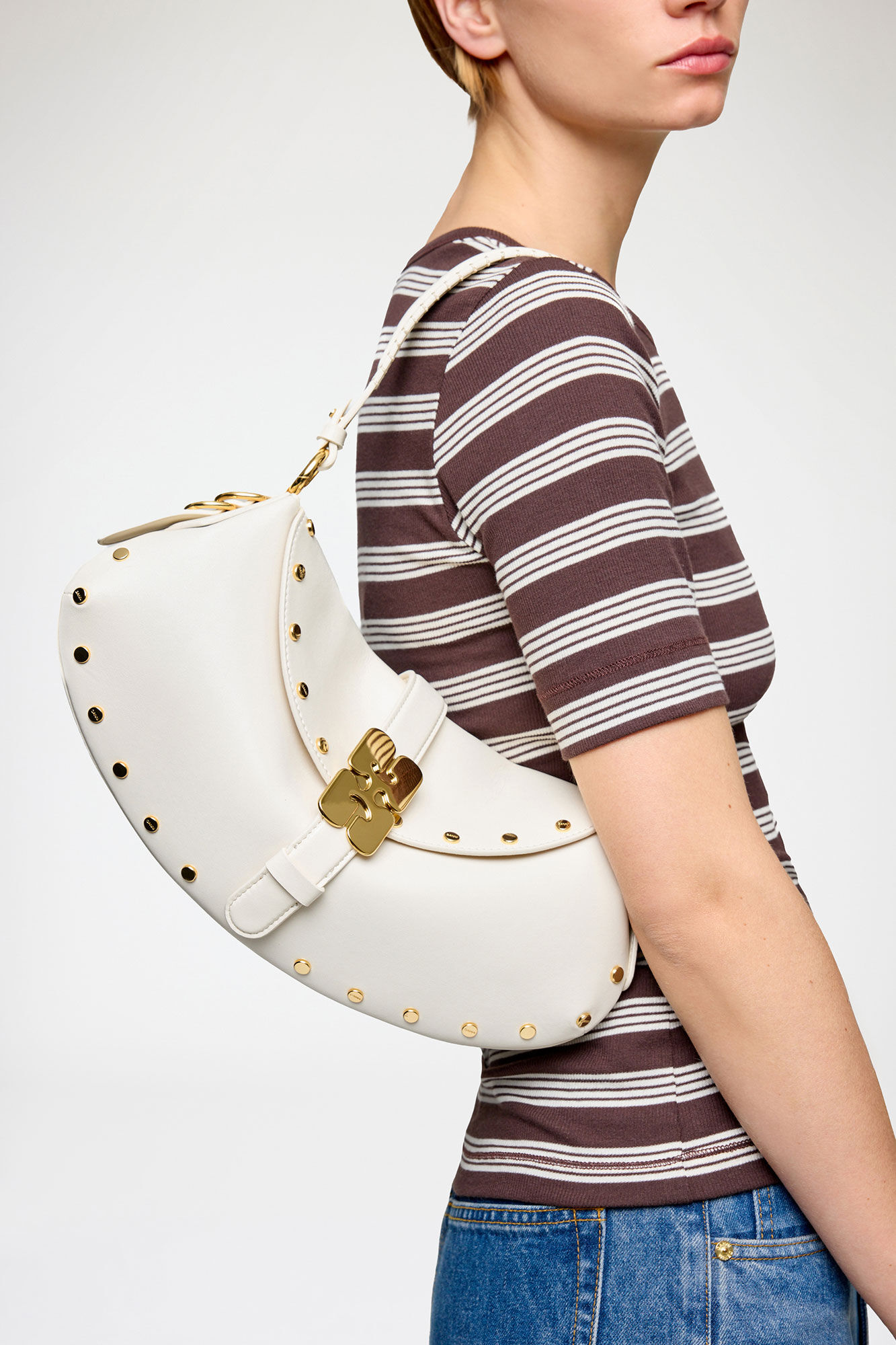 B-Kat Bag Studs in White, Polyester, in colour Egret - 2 - GANNI