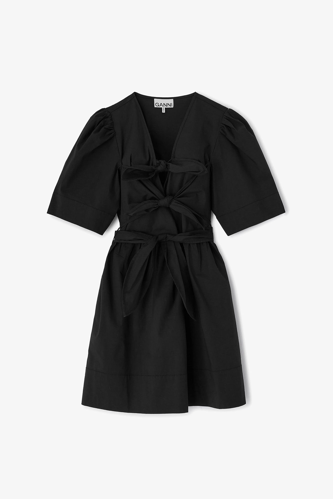 Cotton Mini Dress, Organic Cotton, in colour Black - 1 - GANNI