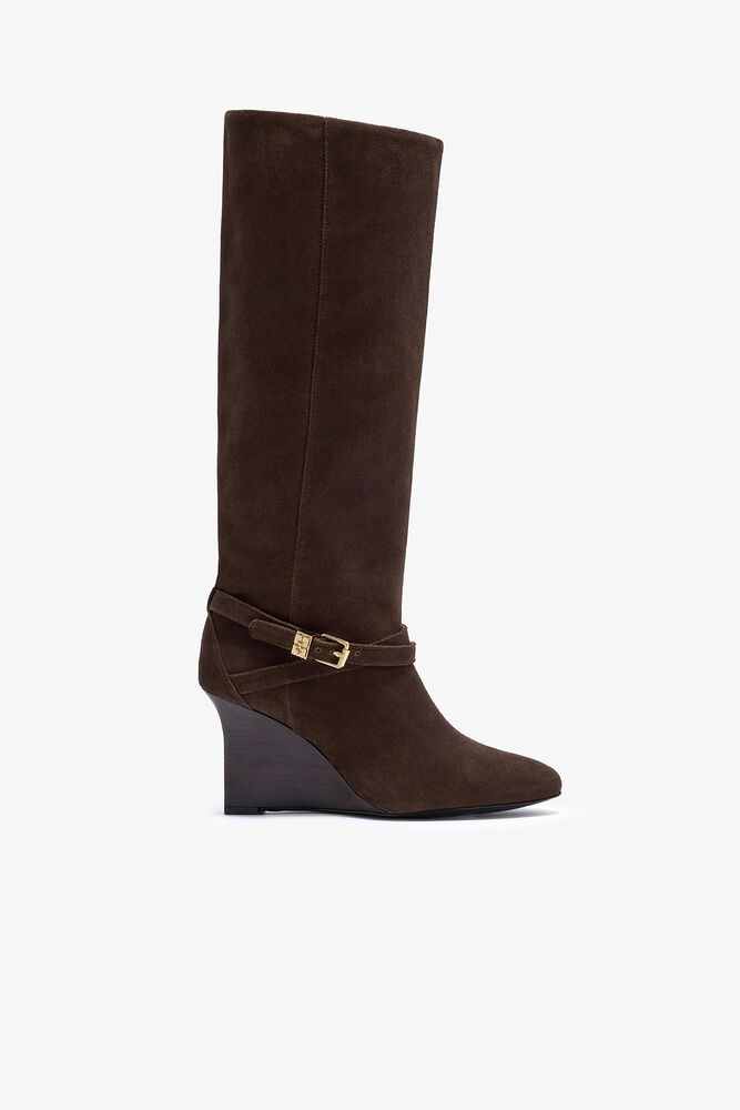 Kat High Boot in Brown Suede, Chicory Coffee