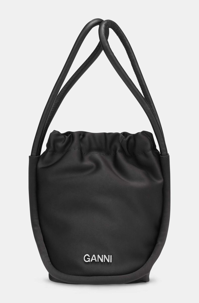 Knot Mini Bag, Recycled Leather, in colour Black - 1 - GANNI