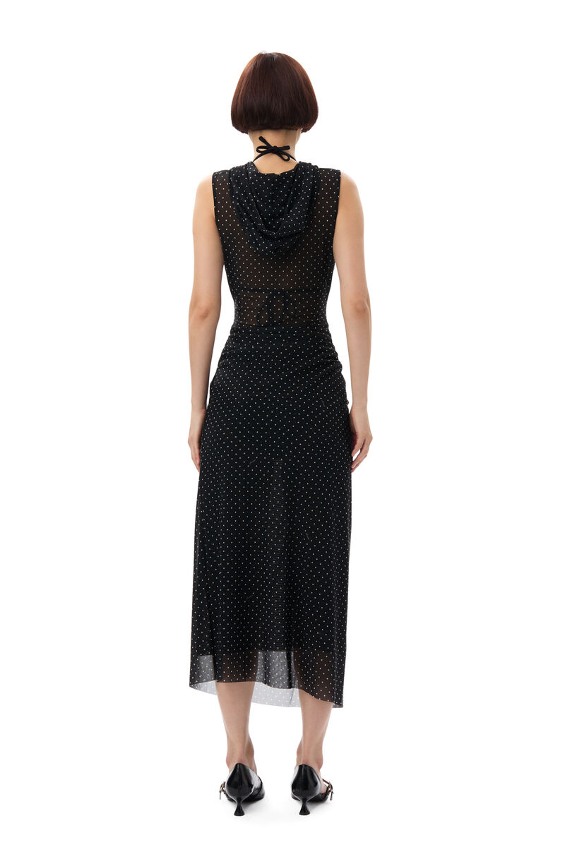 GANNI x Paloma Elsesser Printed Mesh Sleeveless Layer Dress, Recycled Nylon, in colour Black - 8 - GANNI