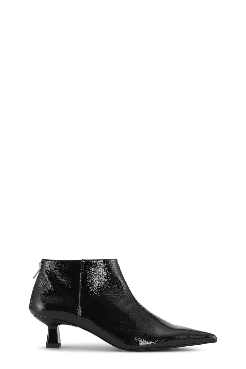 Soft Pointy Crop Boots Naplack, Calf Leather, in colour Black - 1 - GANNI