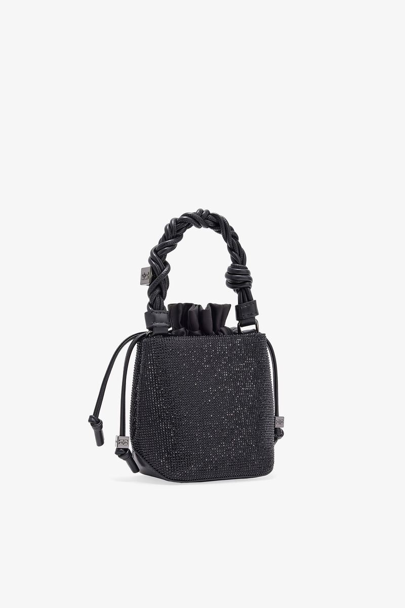 Black Mini Bou Bucket Bag, Recycled Polyester, in colour Black - 2 - GANNI