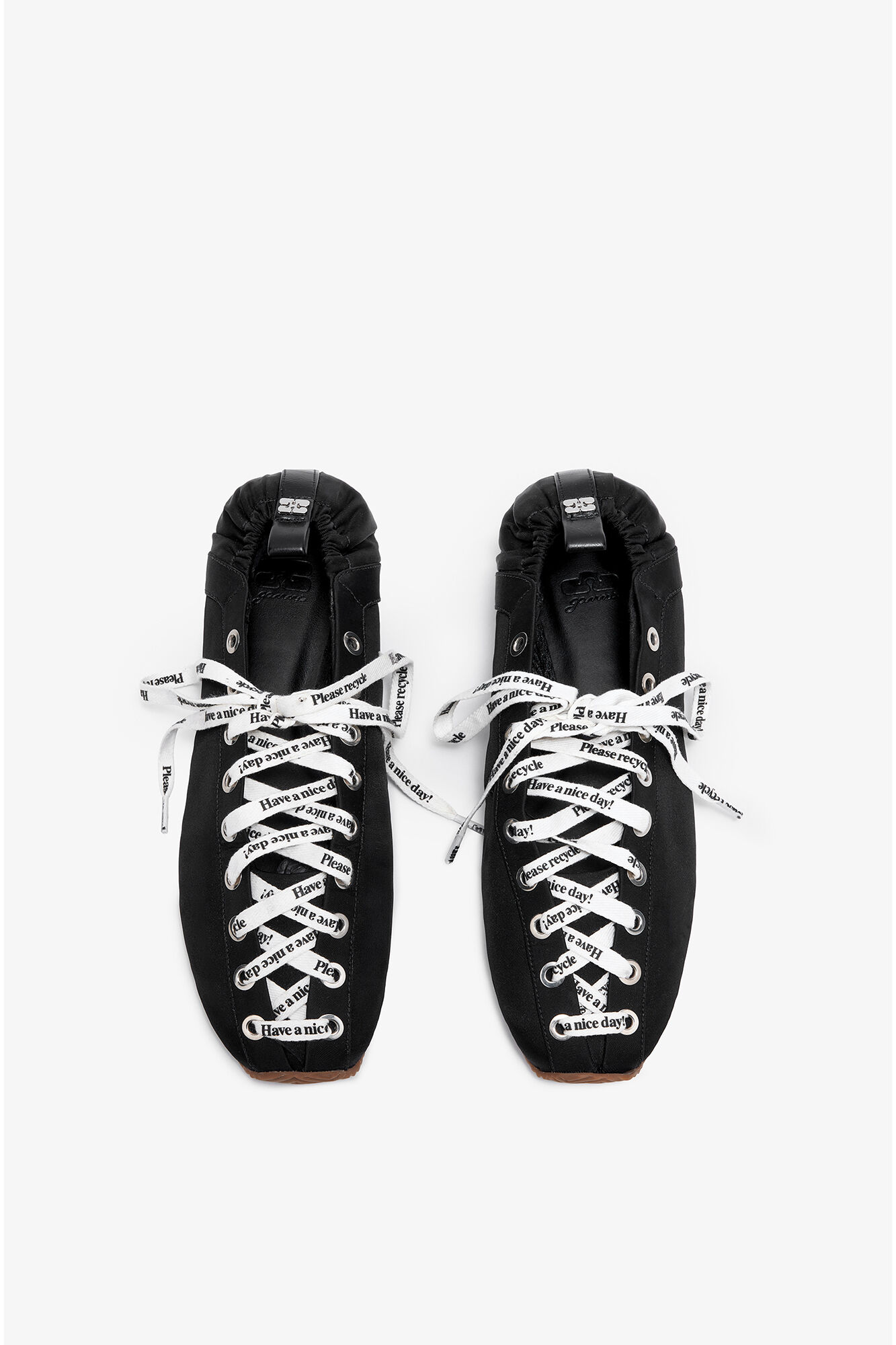 Sporty ballerinasko i sort, Recycled Polyamide, in colour Black - 3 - GANNI