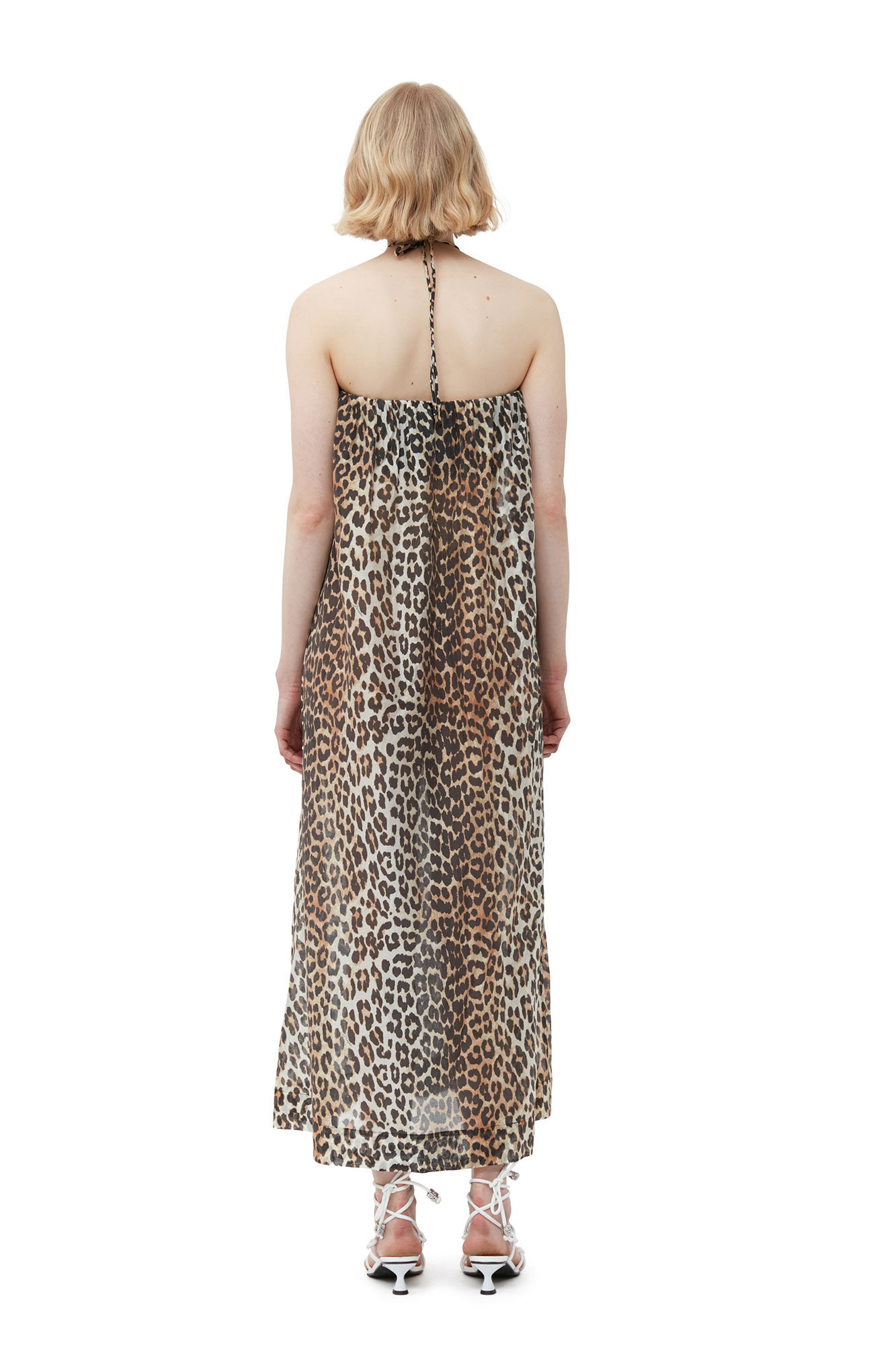 Sheer Voile Maxi Strap Dress, Lyocell, in colour Almond Milk - 2 - GANNI