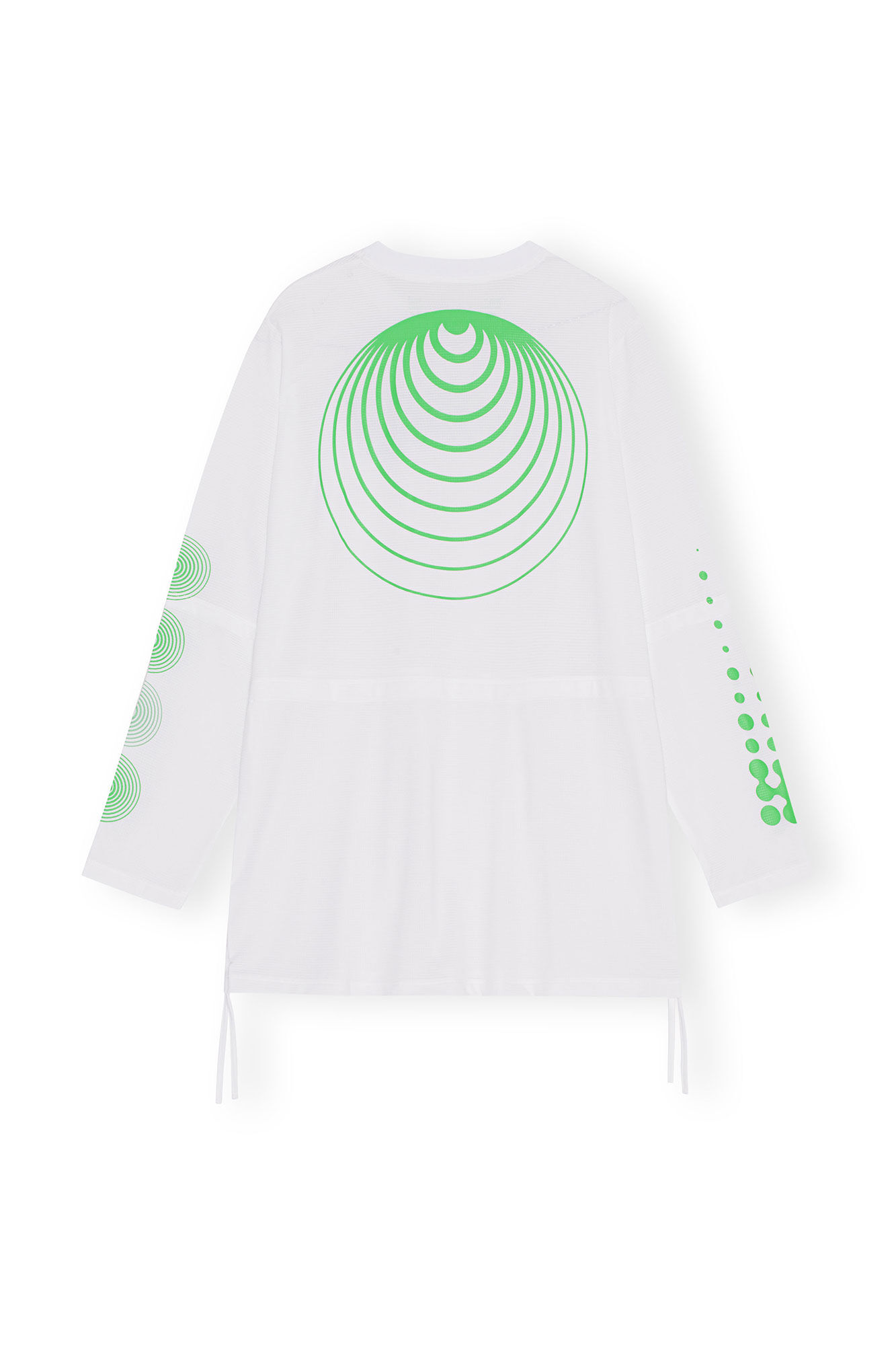 Active Mesh Layered Long Sleeve T-shirt, Elastane, in colour Bright White - 2 - GANNI